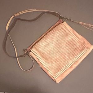 Free People Woven Leather Crossbody Bag in Light Tan